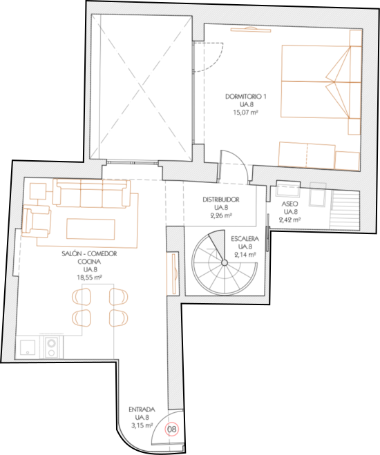 Apartamento ático de 2 dormitorios
