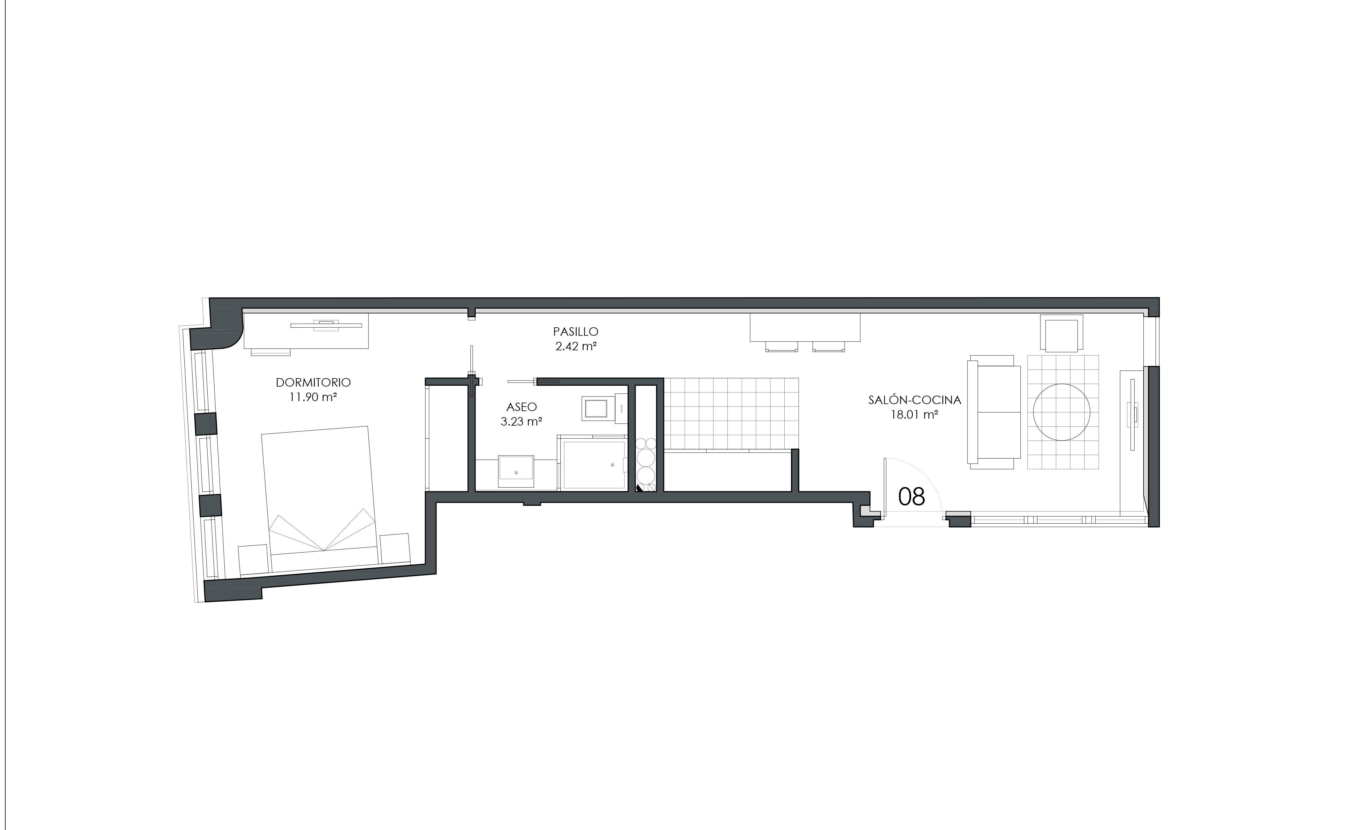 Apartamento de 1 dormitorio