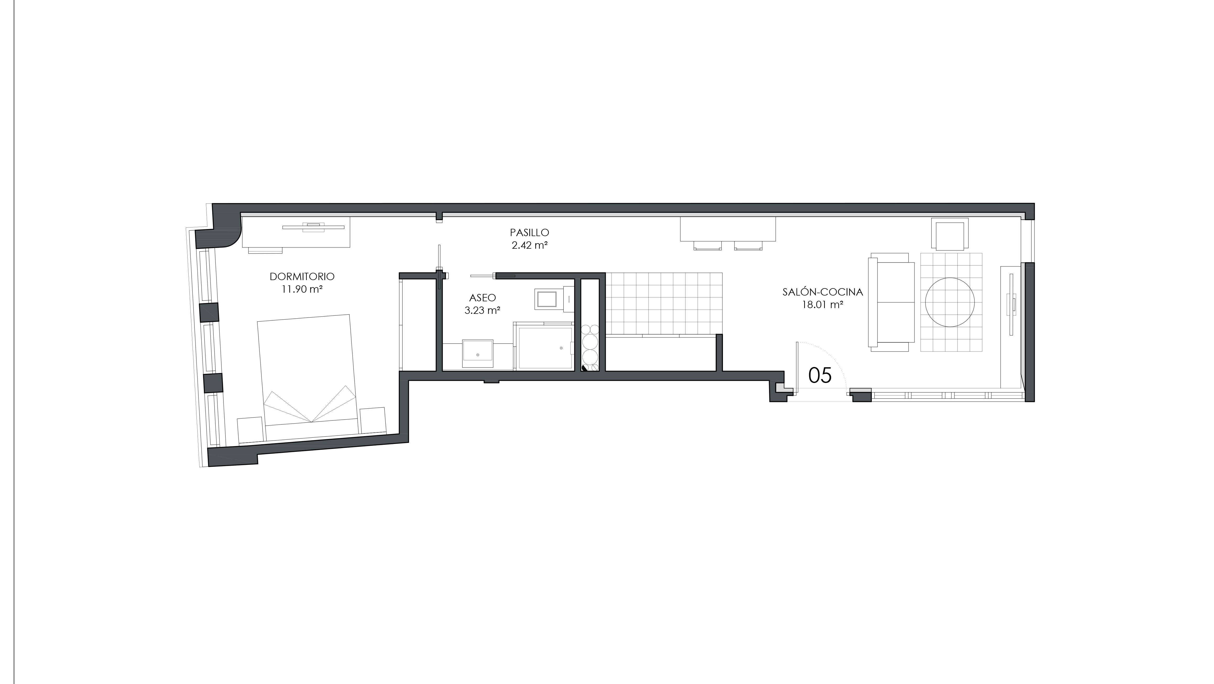 Apartamento de 1 dormitorio