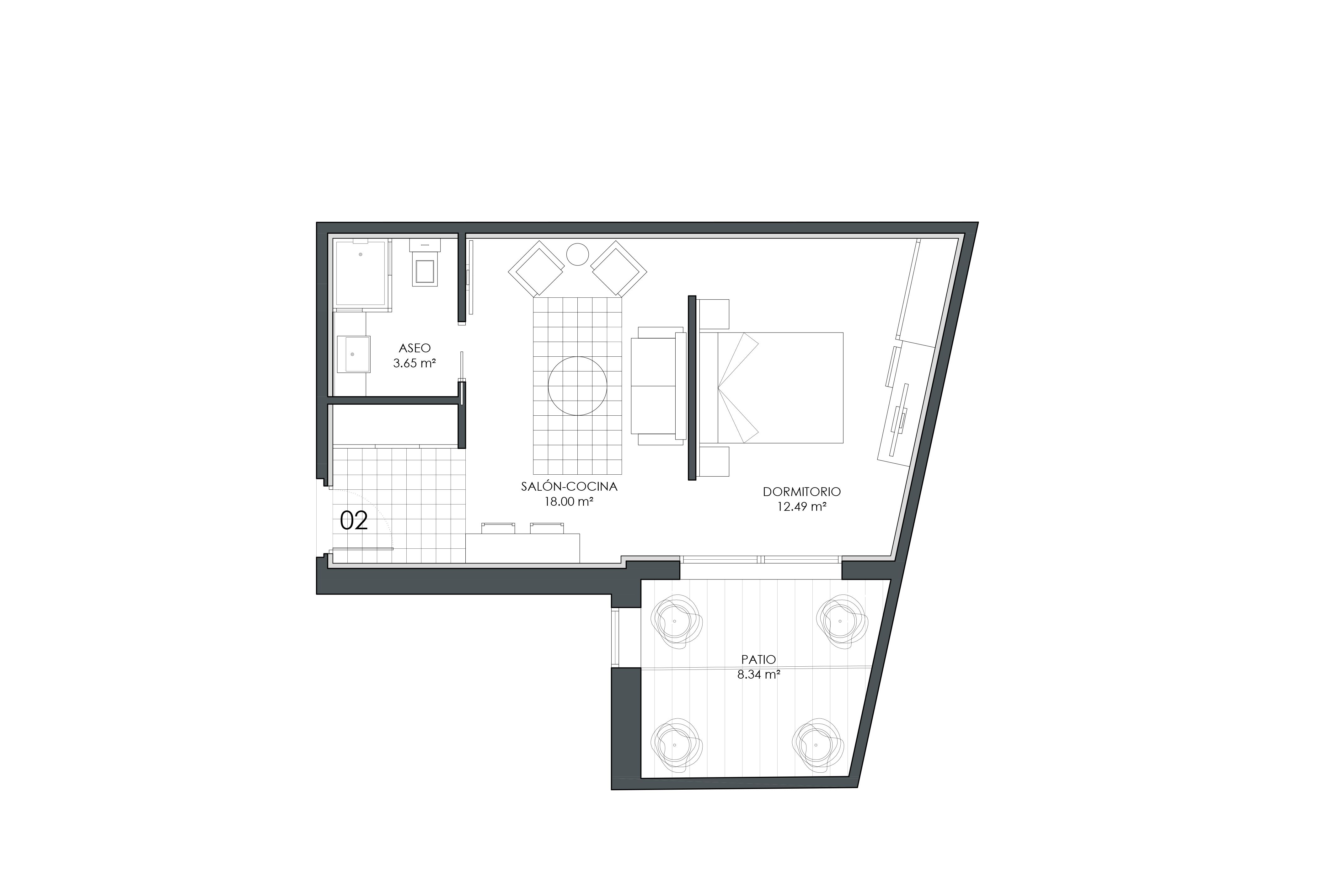 Estudio con terraza
